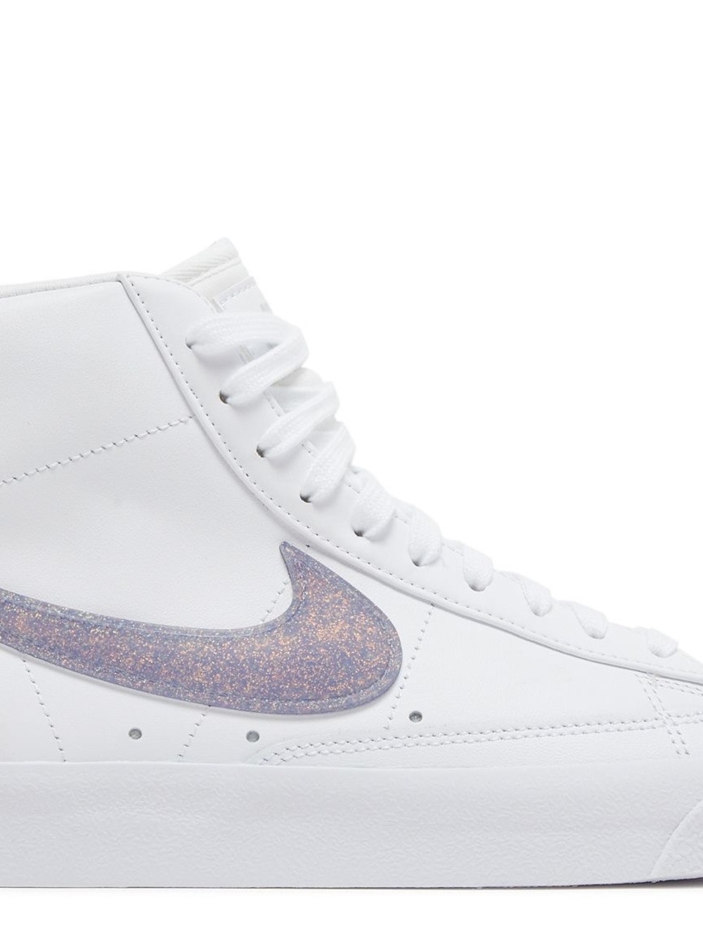 Nike Women's Blazers White High-Top Sneakers with Purple Glitter Swoosh Size 11